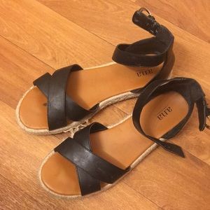 Black and tan sandals